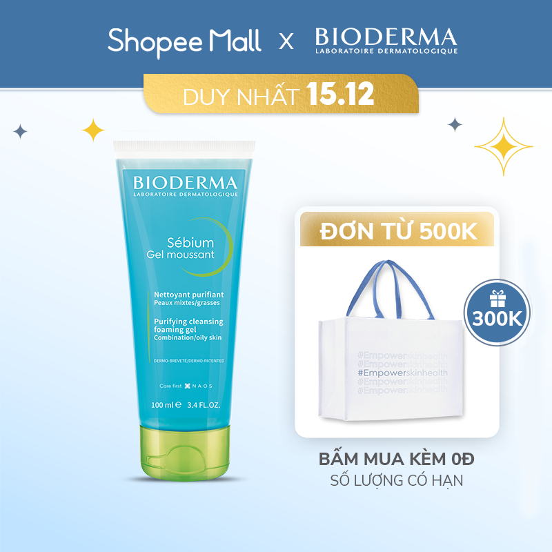 Gel rửa mặt tạo bọt, không chứa xà phòng Bioderma Sebium Gel Moussant - 100ml