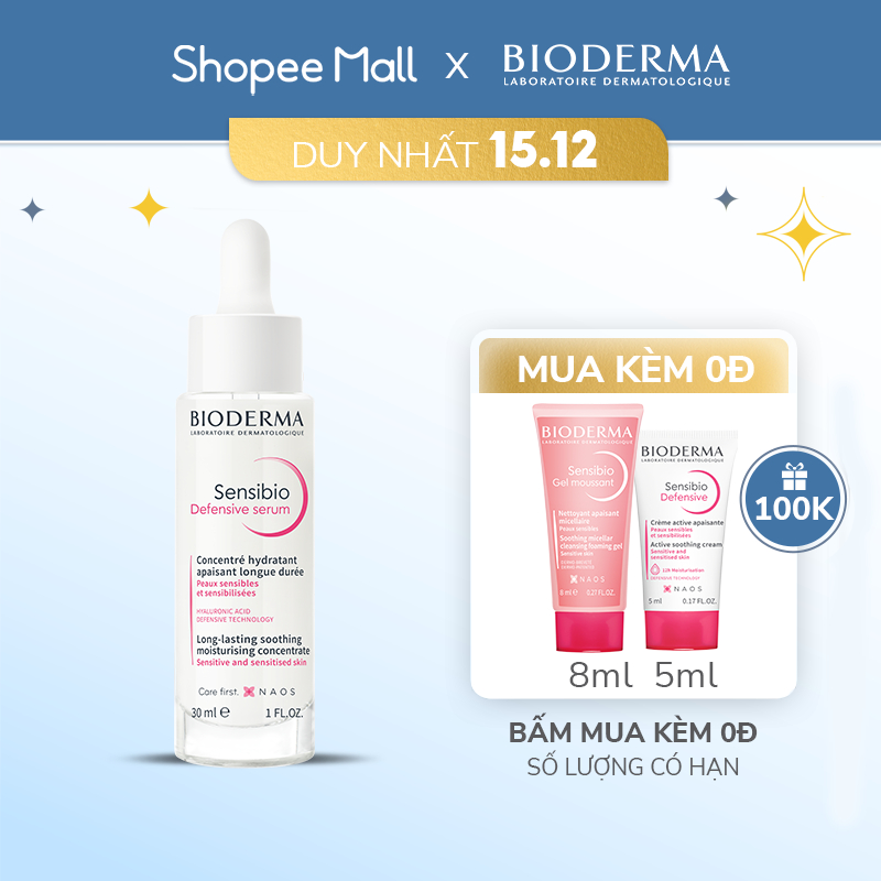 Tinh chất dưỡng ẩm và làm dịu dành cho da nhạy cảm Bioderma Sensibio Defensive Serum 30ml