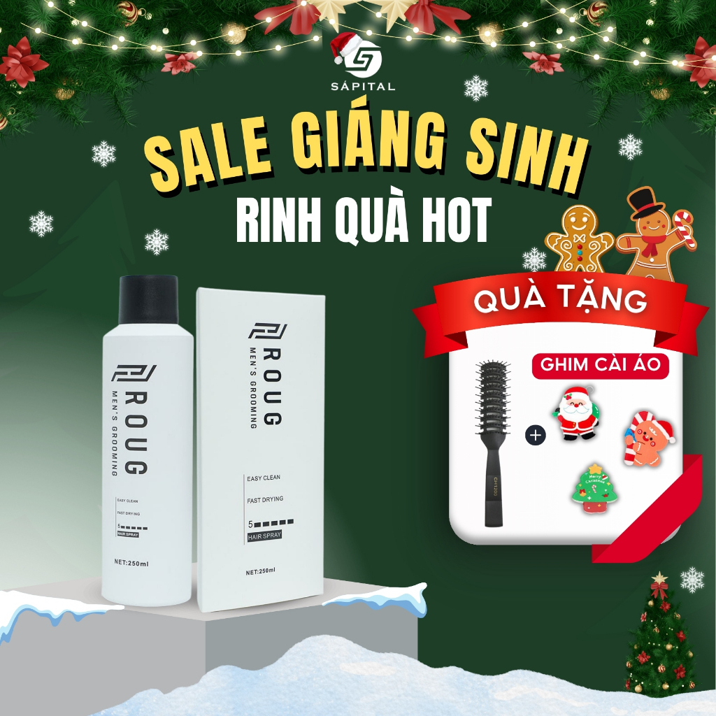 Gôm xịt tóc ROUG - Tặng Lược Chaoba - Extreme Hold, Easy Clean, Fast Drying
