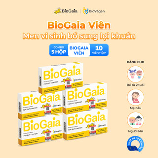 Combo 5 men vi sinh BioGaia ProTectis dạng viên cải thiện hệ tiêu hóa Thụy Điển hộp 10 viên
