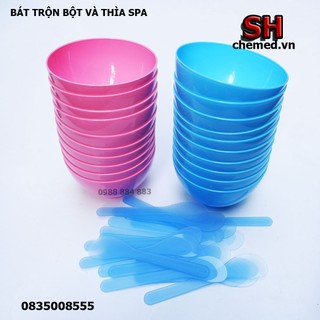 Bộ bát thìa trộn mặt nạ bột dẻo, bộ chén và que trộn dụng cụ làm mặt dùng trong spa