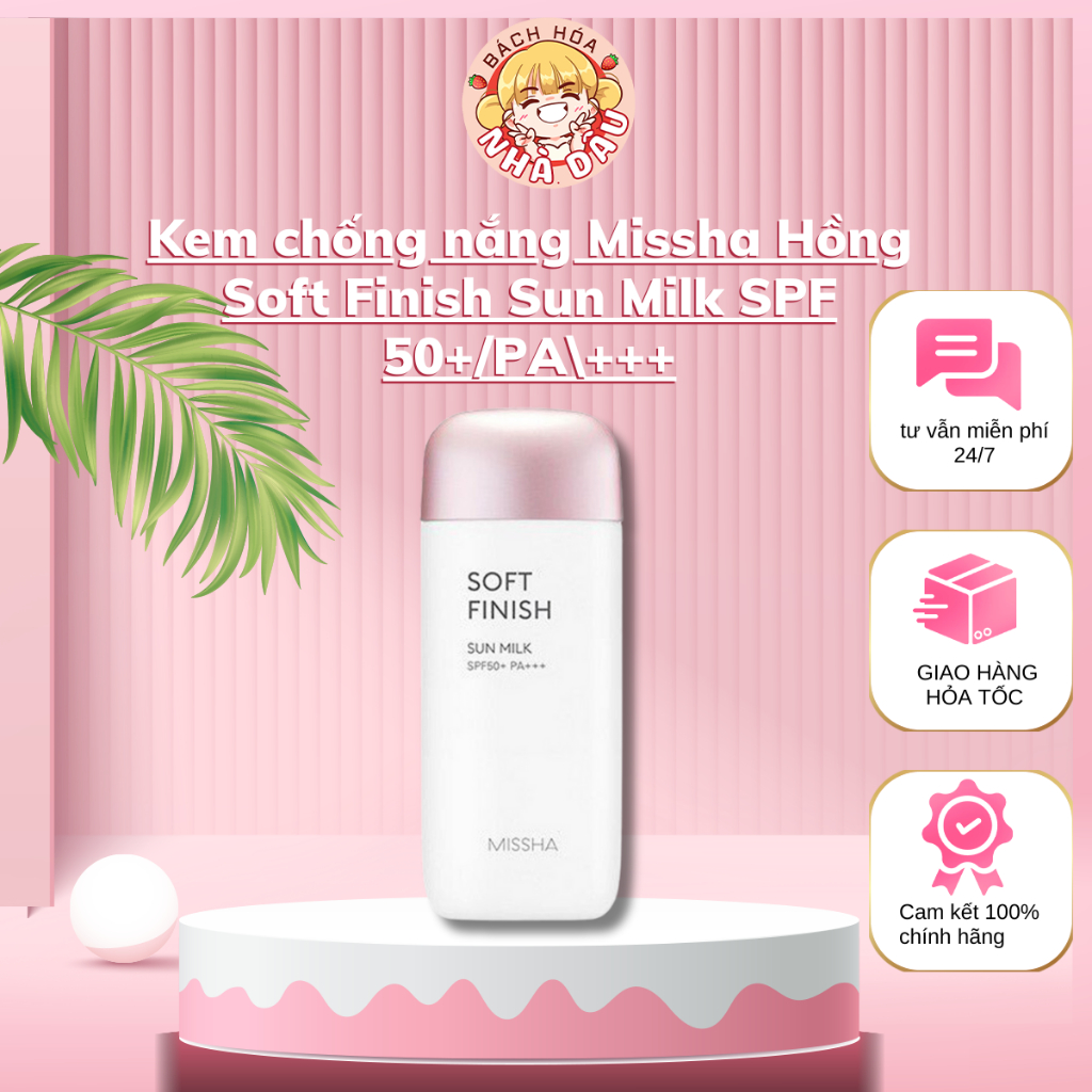Kem chống nắng Missha Hồng Soft Finish Sun Milk SPF 50+/PA\+++ Mới