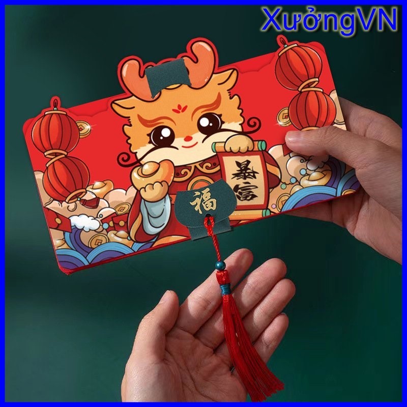 Dây treo trang trí kiểu bao lì xì có thể gấp gọn 6 ngăn sáng tạo