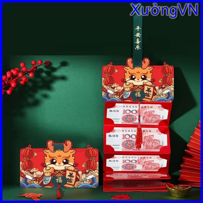 Dây treo trang trí kiểu bao lì xì có thể gấp gọn 6 ngăn sáng tạo