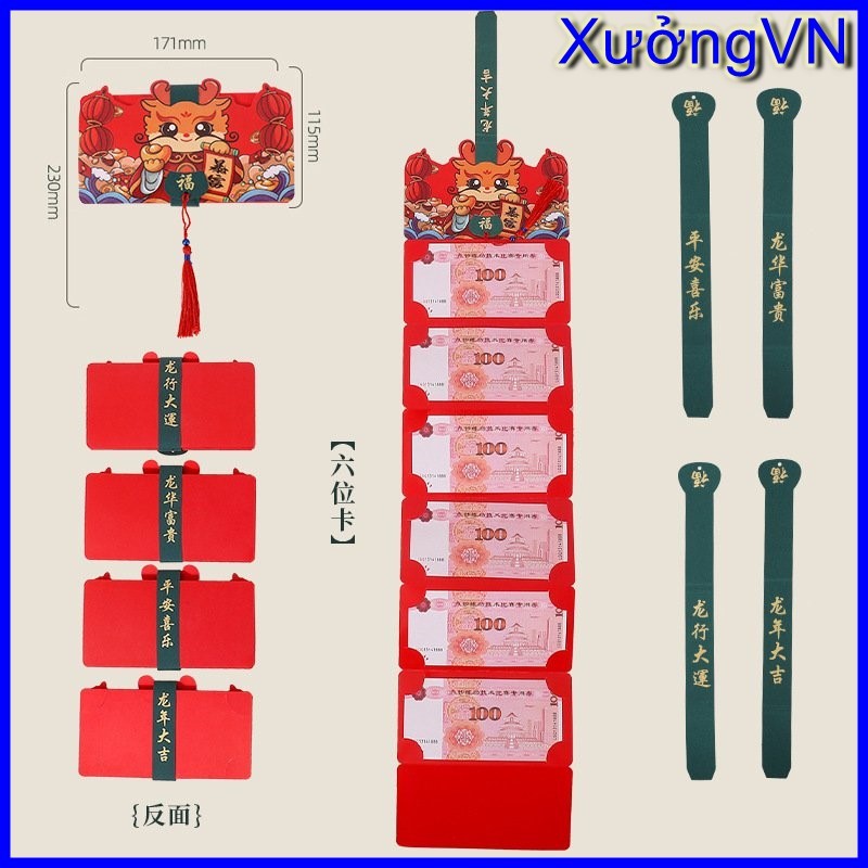 Dây treo trang trí kiểu bao lì xì có thể gấp gọn 6 ngăn sáng tạo