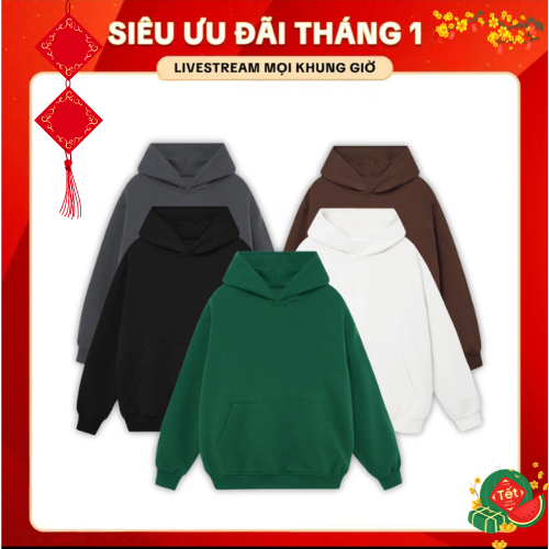 Áo hoodie trơn unisex ullzang nỉ ngoại Hàng cao cấp Loại 1 - Áo khoác nỉ unisex 5 màu có form rộng Thương hiệu Azila