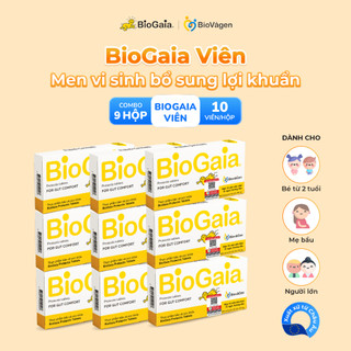 Combo 9 men vi sinh BioGaia ProTectis Dạng viên cải thiện hệ tiêu hóa Thụy Điển hộp 10 viên