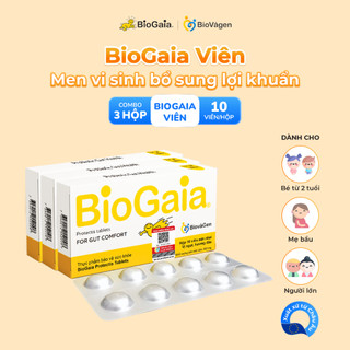 Combo 3 men vi sinh BioGaia Protectis Dạng viên cải thiện hệ tiêu hóa Thụy Điển hộp 10 viên