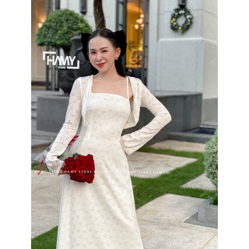 Đầm Dây Áo Khoác Dài