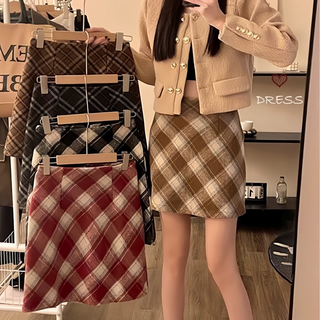 Chân Váy Chữ A Ngắn Cao Cấp, Chân Váy Dạ Siêu Hot M0101