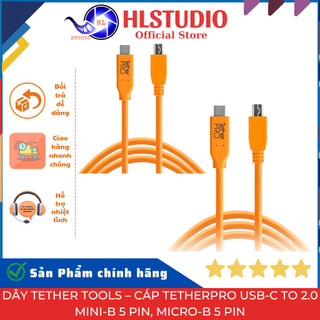Dây tether tools – cáp tetherpro usb-c to 2.0 mini-b 5 pin, micro-b 5 pin – dài 4.6m hl studio