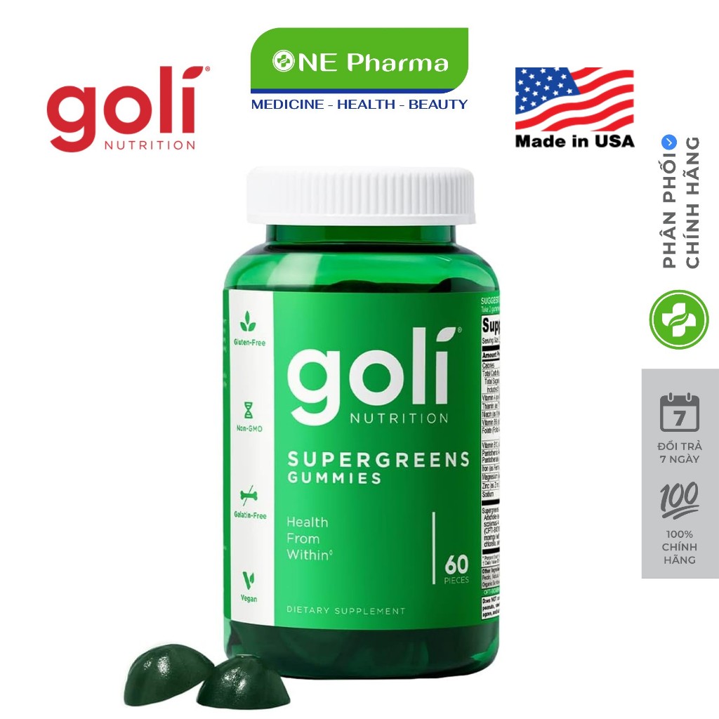 Kẹo Dẻo Từ Rau Xanh Goli Supergreens Gummies 60 viên