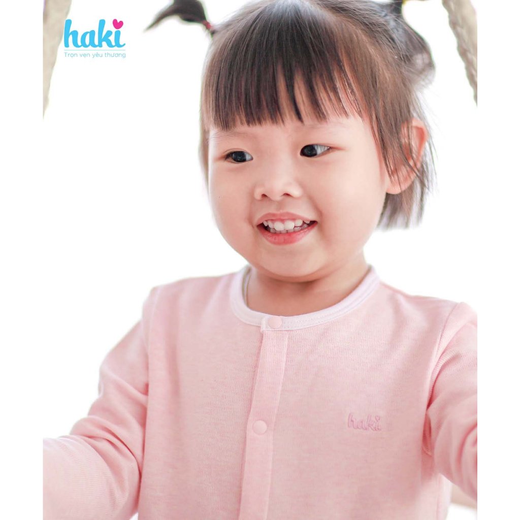 Bộ quần áo dài tay cài giữa hai túi ốp Melange Cotton cao cấp cho bé HAKI BC003