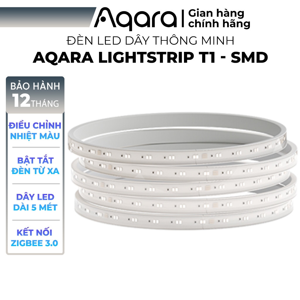 Đèn LED dây Aqara smart lightstrip dài 5 Mét bản SMD, Đổi nhiệt màu 2700K-6500K, tương thích Apple HomeKit