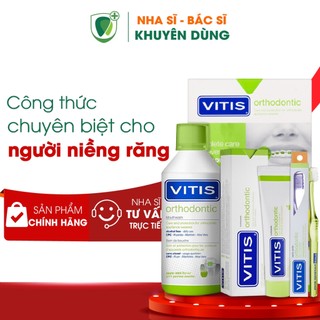 Bộ Dụng cụ Chăm sóc Vệ sinh Răng niềng Vitis Orthodontic, Gồm Nước súc miệng 500ml, Kem đánh răng 100ml, Bàn chải răng