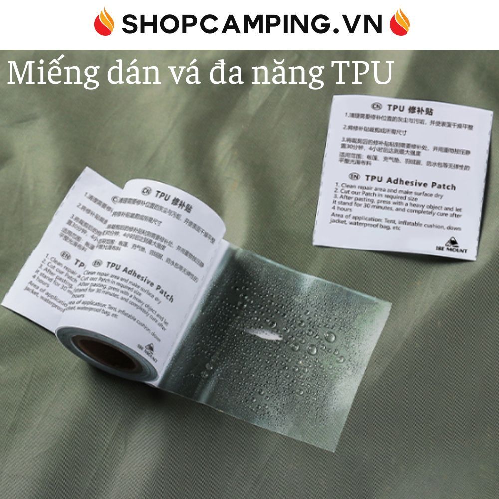 Miếng dán lều trại TPU trong suốt, dán vá phao, nệm hơi, áo mưa, tăng bạt dã ngoại - Camping VietNam