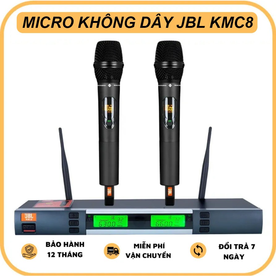 Micro Không Dây Cao Cấp JBL KMC8 - Đầu Thu Phát Ổn Định - Tần Sóng UHF - Đầu Mic Lọc Tiếng Cực Tốt