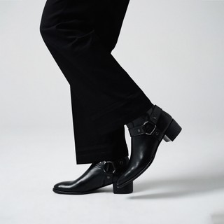Giày Harness Boots Nam TARMOR Màu Đen Da Thật Harness Boots In Black Leather