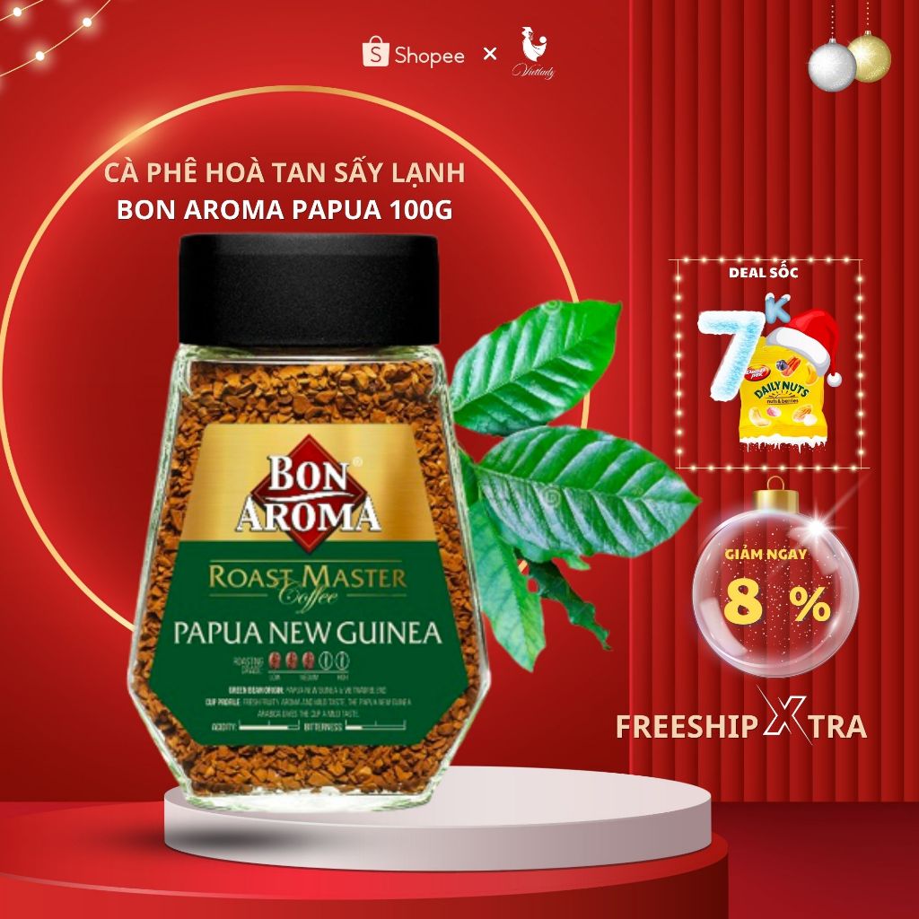 CÀ PHÊ HÒA TAN SẤY LẠNH CAO CẤP - BON AROMA ROAST MASTER PAPUA NEW GUINEA 100G,MANG LẠI SỰ VUI VẺ,SẢNG KHOÁI,BẢO VỆ CƠ T