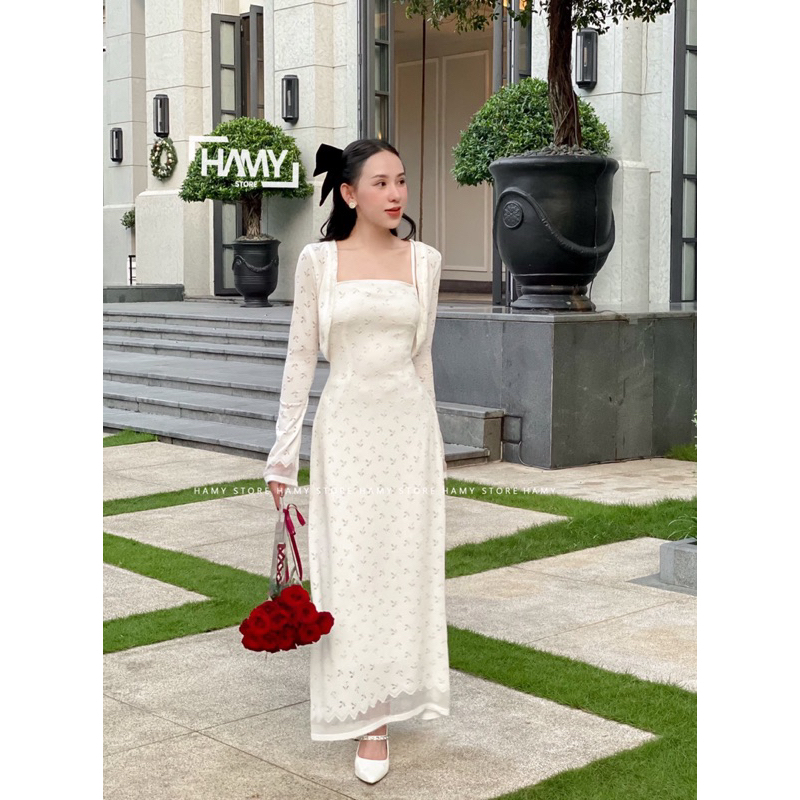 Đầm Dây Áo Khoác Dài