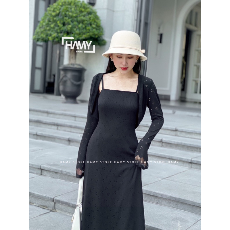 Đầm Dây Áo Khoác Dài