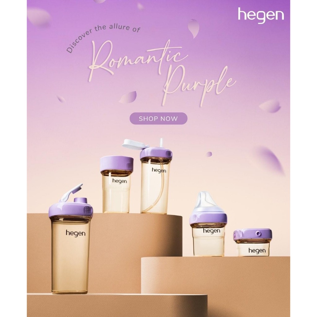 Bình sữa hegen 150ml  240ml 330ml cổ màu xanh- hồng- ghi tím. Bình hegen màu tím chính hãng