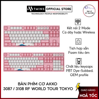 Bàn phím cơ AKKO 3087 / 3108 RF World Tour Tokyo (Hàng chính hãng) - Bảo hành 12 tháng