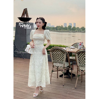 Đầm Ren Hoa Cổ Vuông