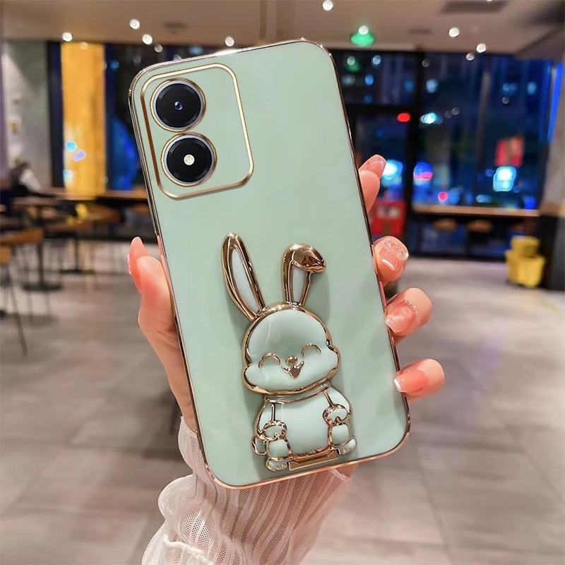 ốp lưng vivo y02s Ốp Điện Thoại TPU Silicon Mềm hình thỏ 3D Có Giá Đỡ Cho Vivo Y02S