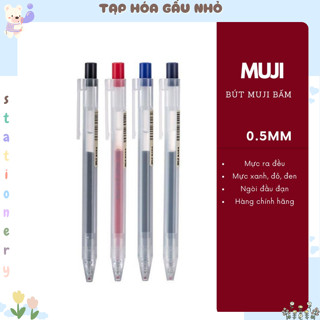 Bút Muji bấm mực xanh, đỏ, đen, bút gel muji chính hãng