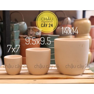 Chậu đất nung hình trứng trơn trồng sen đá, xương rồng, cây cảnh để bàn, cây cảnh mini