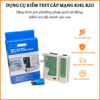 Dụng cụ kiểm test cáp mạng RJ45, RJ11 tặng kèm pin phương pháp quét tự động, kiểm tra độ chính xác cao