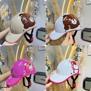 Mũ bảo hiểm gấu dâu ⛑️ freeship ⛑️dễ thương, khoét lỗ sau, cứng cáp