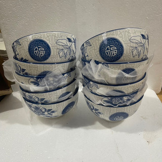 Set 10 bát cơm,chén cơm sứ hoạ tiết chữ phúc