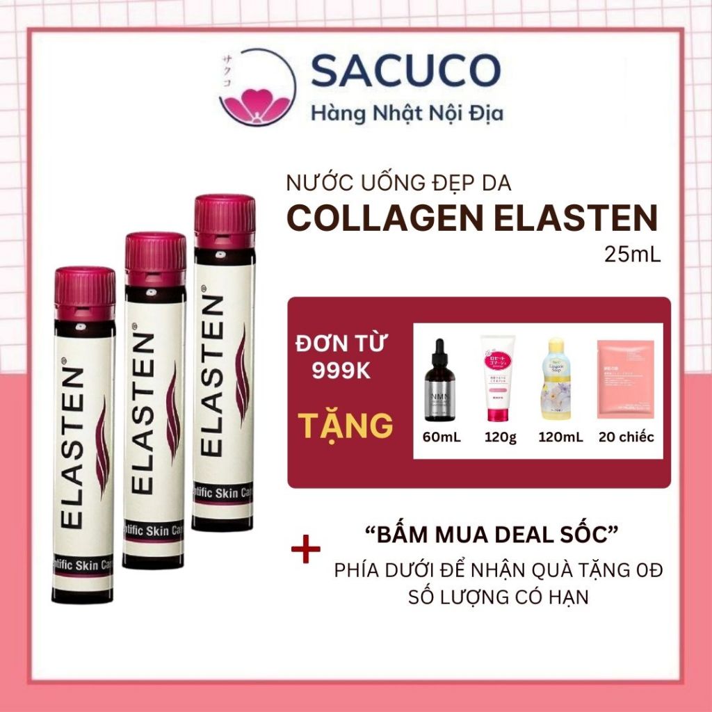 [Hàng Công Ty] Collagen Elasten Giúp Da Căng Mịn Chống Lão Hóa Tóc Chắc Khỏe Collagen Số 1 Tại Đức 28 ống x 25ml