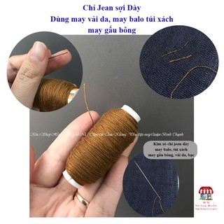 Chỉ may tay và may máy sợi chỉ dày màu nâu bò dùng may balo túi xách, may gấu bông, áo khoác lông sợi chỉ day bền chắc