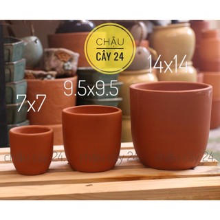 Chậu cây trồng sen đá, xương rồng, cây cảnh để bànbằng đất nung hình trứng trơn