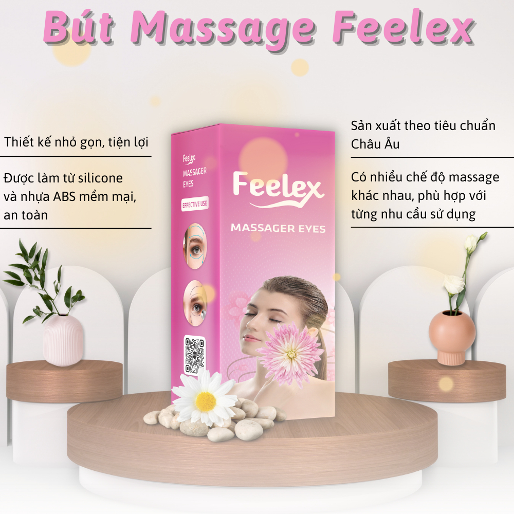 Combo Máy massager đa năng Feelex 10 chế độ chuyên sâu, nhỏ gọn, tiện dụng và gel bôi trơn Feelex