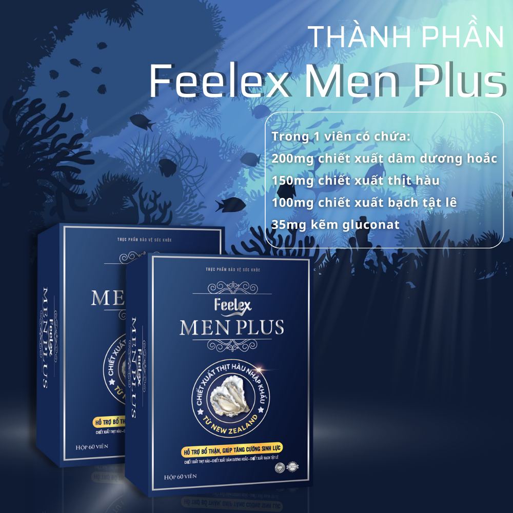 Viên uống tăng cường sinh lí nam giới Feelex Men Plus, tác dụng nhanh chóng - hộp 60 viên