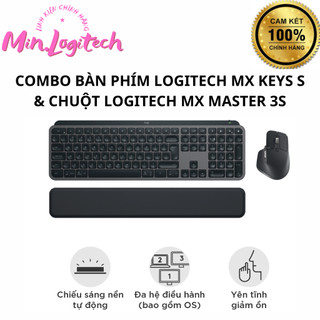Combo chuột & bàn phím bluetooth không dây logitech mx keys s combo - có kê tay, chiếu sáng, usb-c - sản phẩm chính hãng