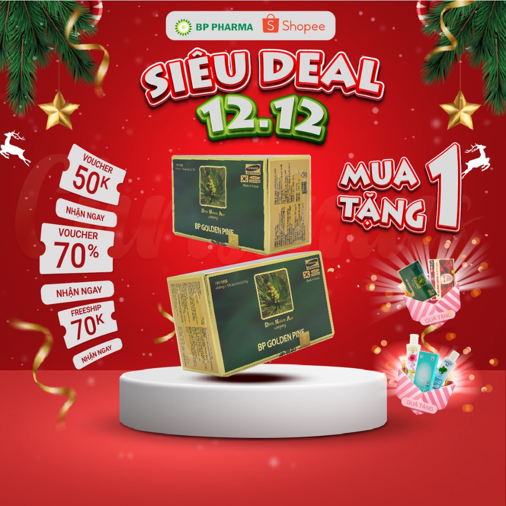 Tinh Dầu Thông Đỏ Hàn Quốc BP Golden Pine, Hỗ Trợ Giảm Mỡ Máu, Ổn Định Huyết Áp, Miễn Dịch - Hộp 5 Vỉ x10v