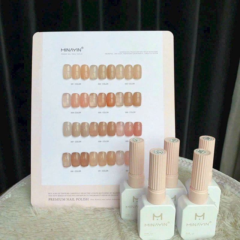 Set Sơn Thạch Hồng , Thạch Nâu Minayin 12 Màu ( Tặng Bảng Màu ) Chai 15ml Làm Móng