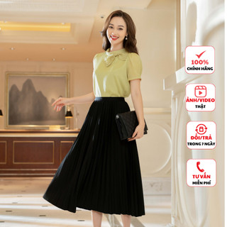 Áo sơ mi nữ FIONA sơ mi công sở dáng suông đính nơ và hạt trang trí phù hợp đi làm đi chơi F552221