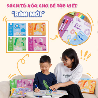 Sách tập viết, học chữ cho bé tập tô vẽ thông minh xóa được Lalala baby Kèm bút và mút xóa