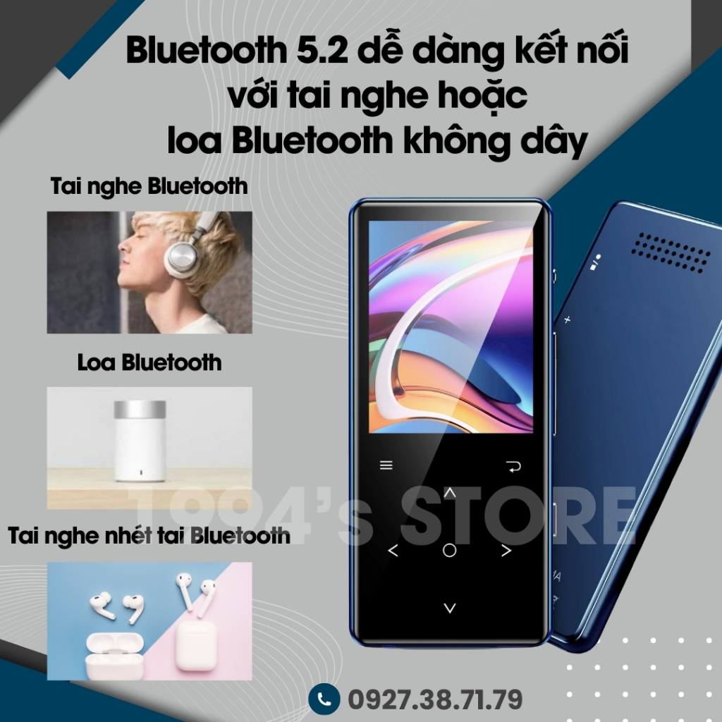 Máy Nghe Nhạc Benjie K3 bản 2024 Lossless Bluetooth 5.2 - Loa ngoài - Màn hình lớn để xem phim, xem ảnh...