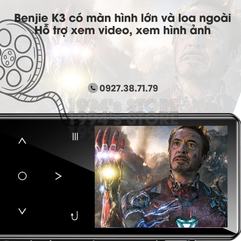 Máy Nghe Nhạc Benjie K3 bản 2024 Lossless Bluetooth 5.2 - Loa ngoài - Màn hình lớn để xem phim, xem ảnh...
