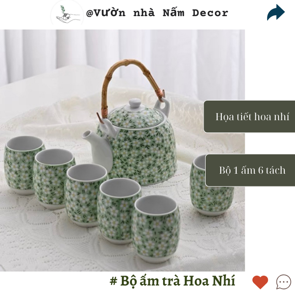 Bộ trà sứ hoa nhí 1 ấm 6 tách