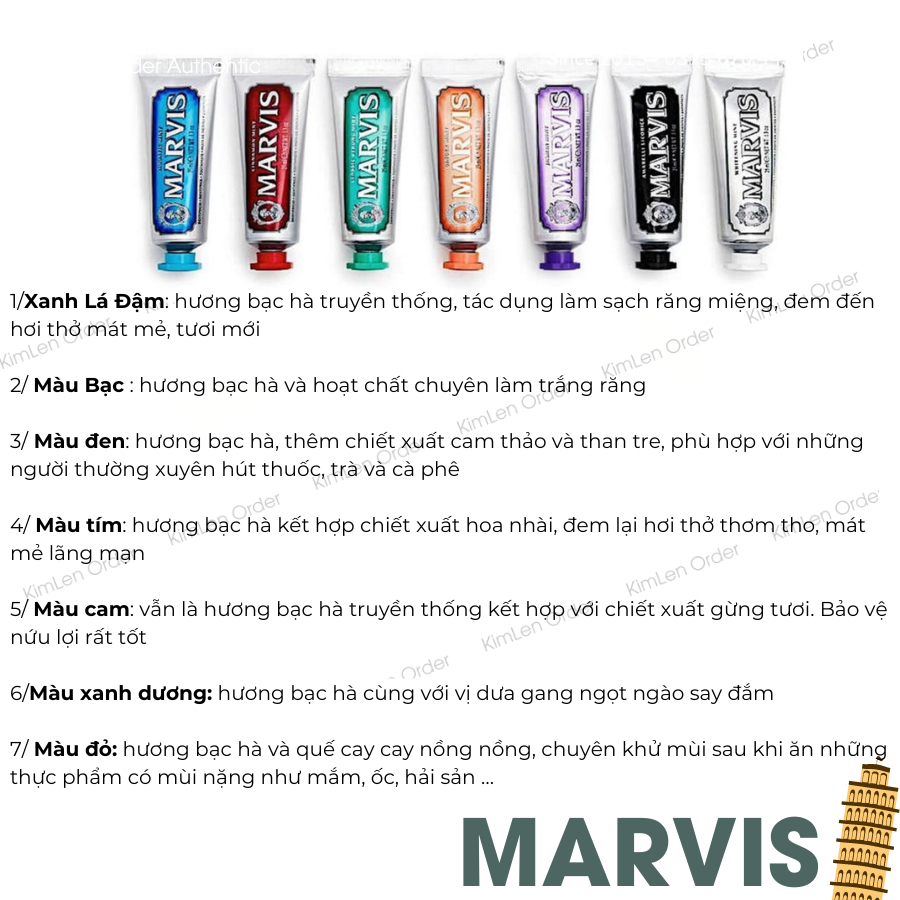 Kem đánh răng Marvis Italia đủ mùi mini, fullsize
