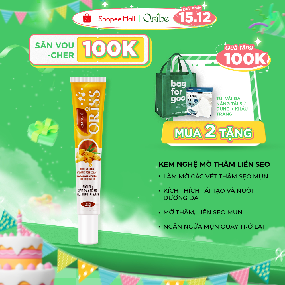 Kem Nghệ Giảm Mụn Mờ Thâm Liền Sẹo Kích Thích Tái Tạo Da Oriss Tuýp 20g