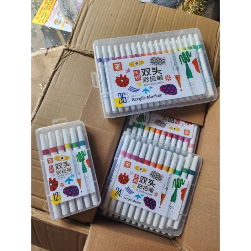 Màu Acrylic 36 mầu 2 đầu, vẽ trên mọi chất liệu.